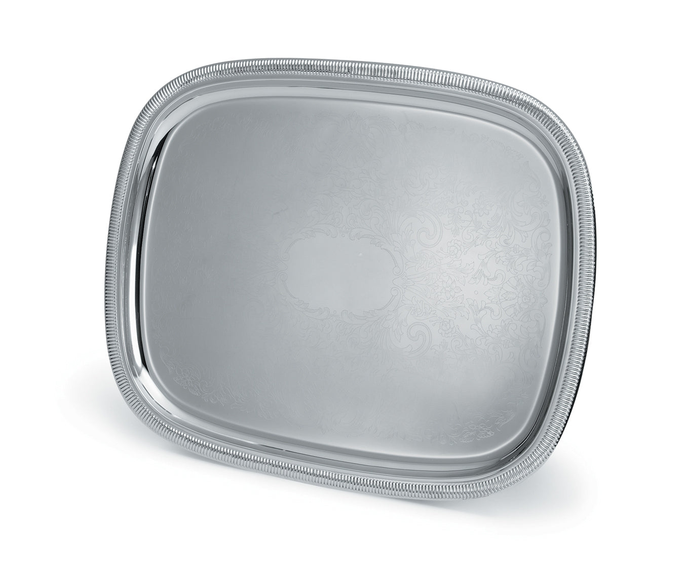 23 ½-inch Elegant Reflections oblong stainless steel serving tray