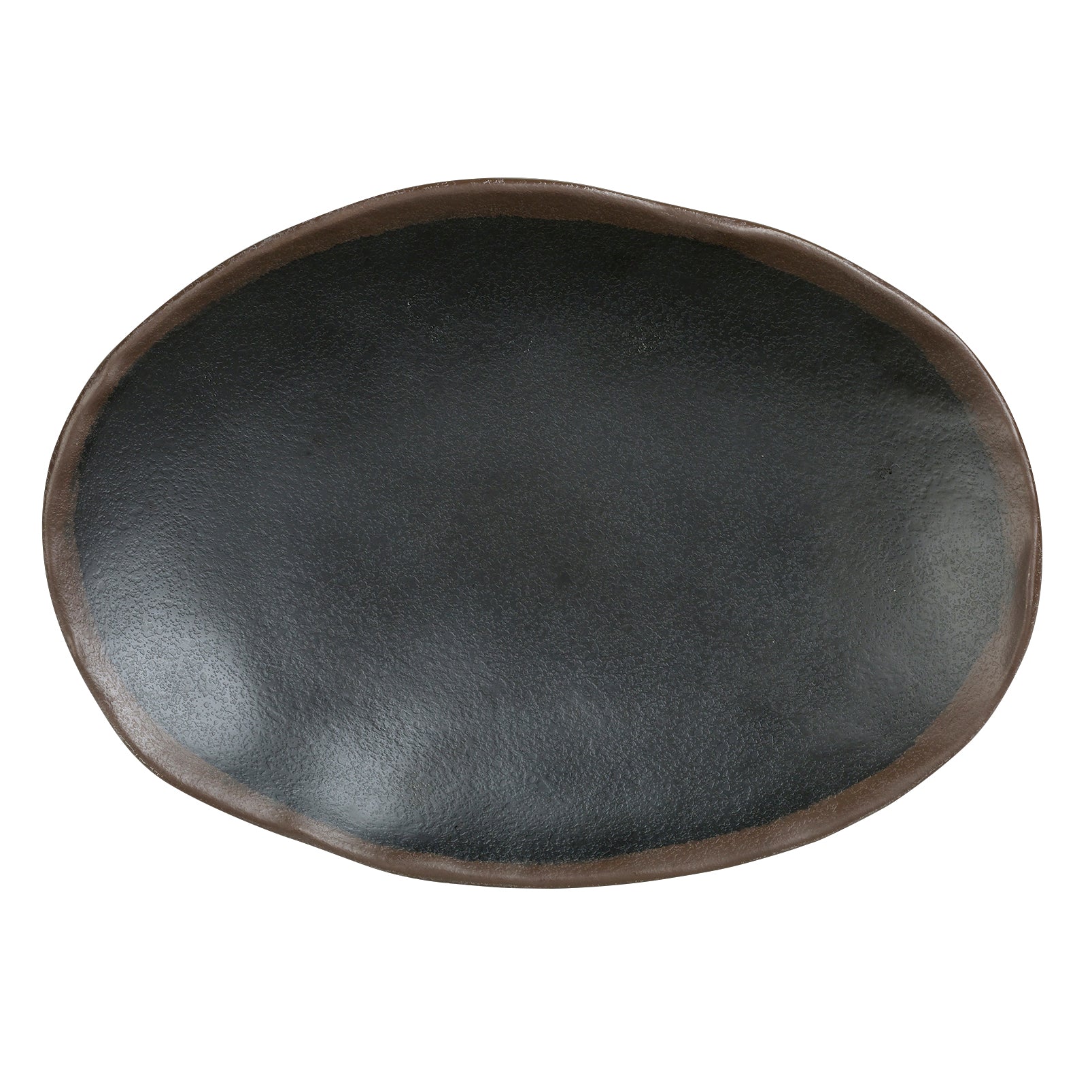 Oval Plate L 9.5" W 6.75" Grey Stone