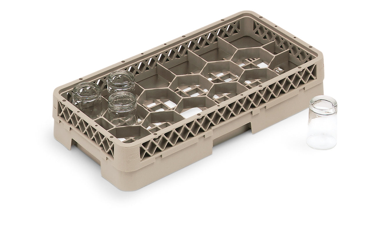 Traex® Half-Size 17-Compartment Hexagon Glass Rack 6-1/2" Inside Heightwith One Extender