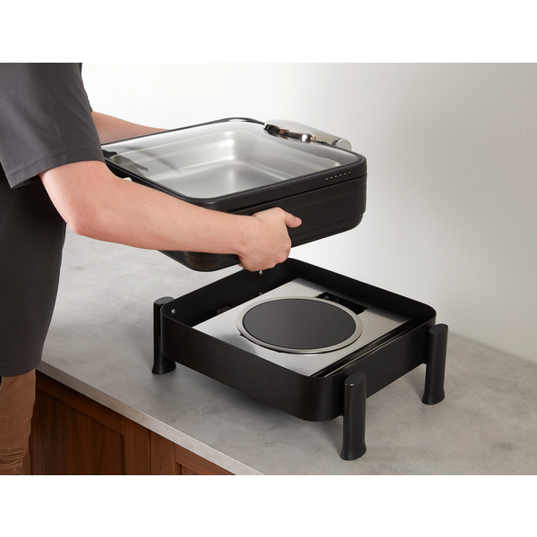 Square Titanium Chafer Stand for 5.8 qt. Radiance Induction Buffet Server