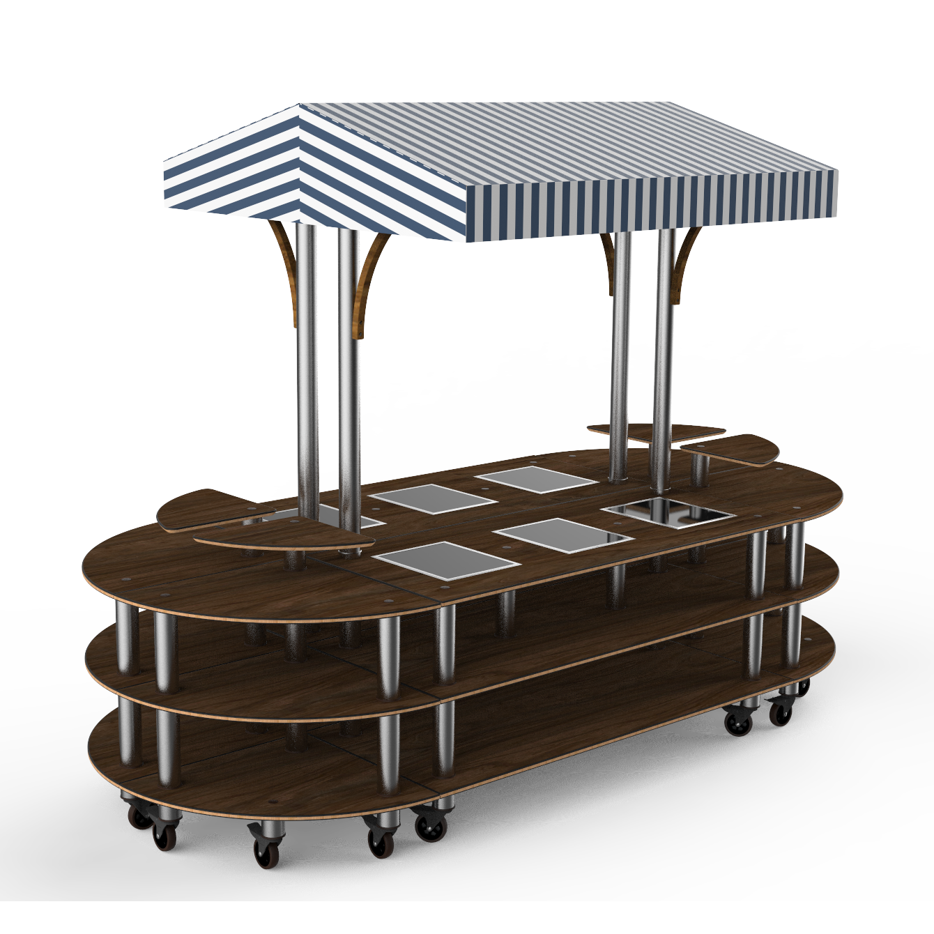 Round Warming Induction Market Station L 130.0" W 59.0" Modular