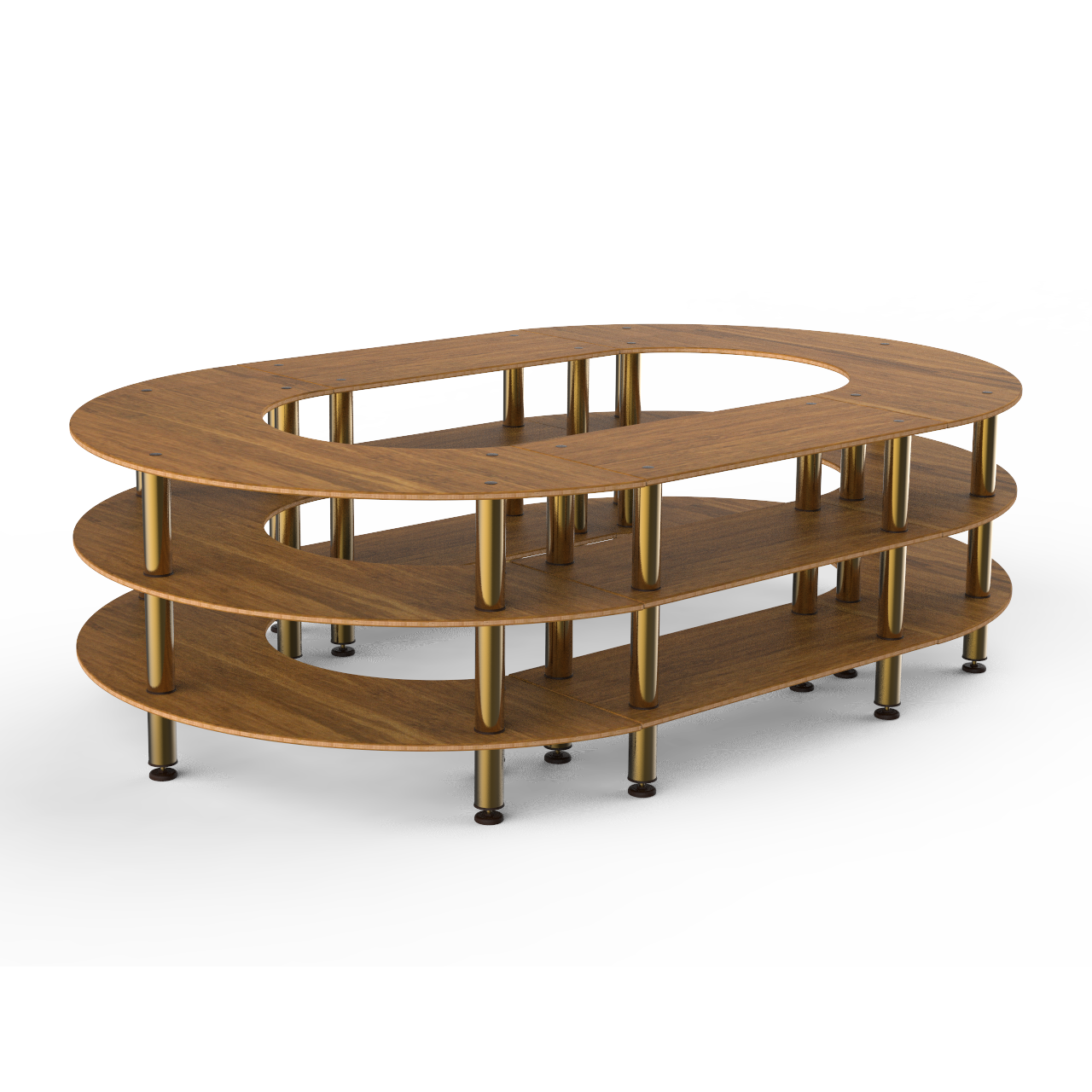 Kidney Shape Closed Stadium Station L 129.0" W 81.5" Modular