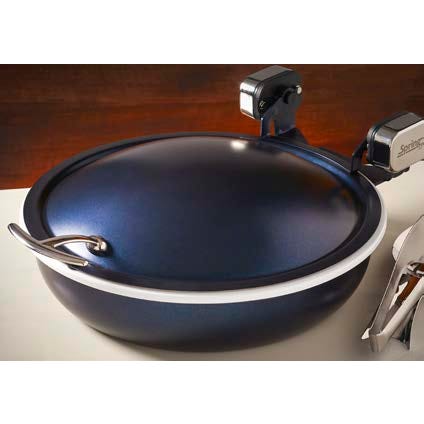 Seasons 4 qt. Round Sapphire Stainless Steel Induction Chafer with Chrome Accents