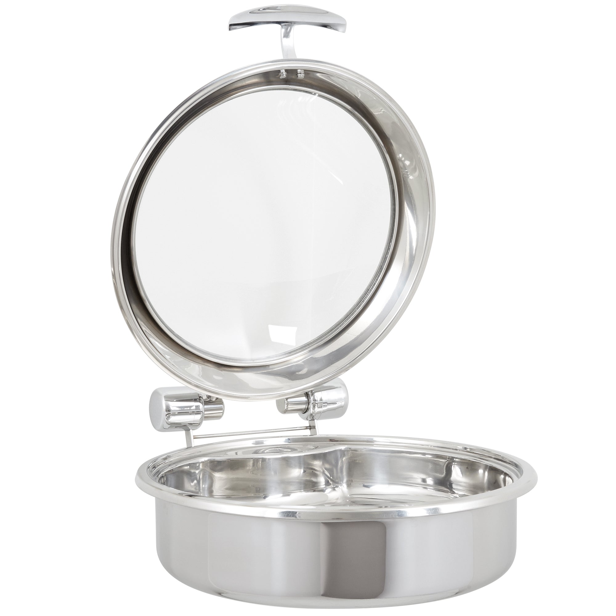 6-quart Intrigue® glass-top round stainless steel induction chafer