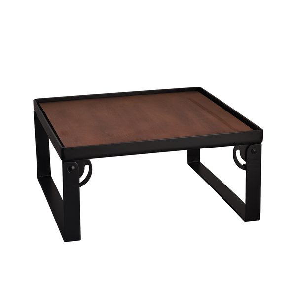 Industrial Square Riser w/ Wood Top, Matte Black, 9"x9"x6"