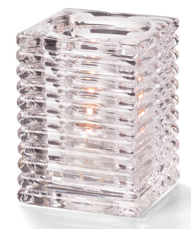 4-1/8" Clear Glass Rib Block Square Lamp