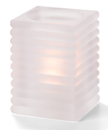 4-1/8" Satin Crystal Glass Rib Block Square Lamp