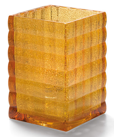 3-3/4" Amber Jewel Glass Optic Block Square Lamp