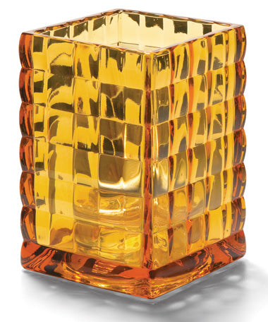 3-3/4" Amber Glass Optic Block Square Lamp