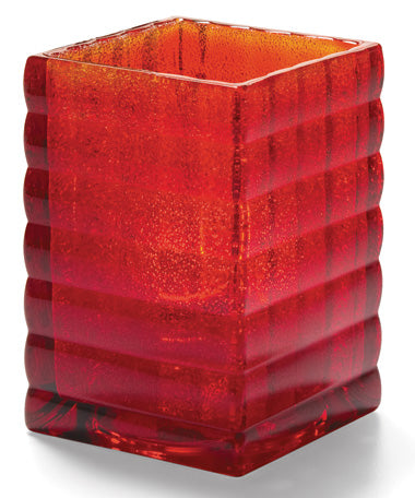3-3/4" Ruby Jewel Glass Optic Block Square Lamp