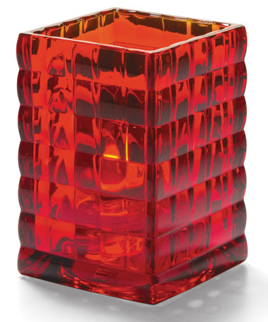 3-3/4" Ruby Glass Optic Block Square Lamp