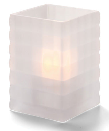 3-3/4" Satin Crystal Glass Optic Block Square Lamp