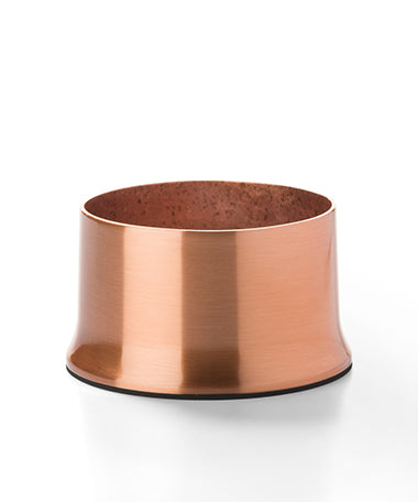 2" Satin Copper Cocktail II™ Lamp Base Only, round, 2"H x 3-5/8" dia., polished chrome, for use with 3" fitter globe, accommodates Hollowick's HD36 disposable fuel cell (globe not included) Lamp Base Only