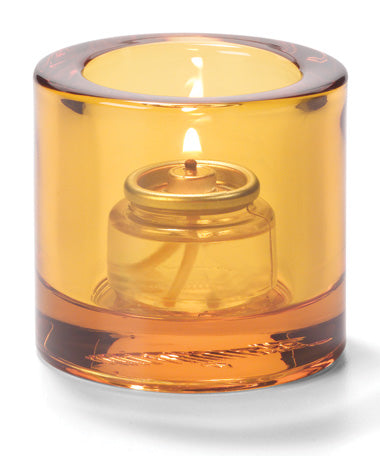 2-7/8"H Amber Thick Glass Tealight Lamp