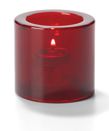2-7/8"H Ruby Thick Glass Tealight Lamp