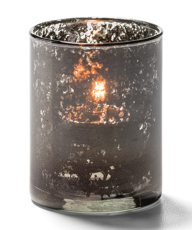 2-1/2"H Antique Black Cylinder Glass Tealight Lamp