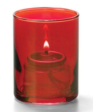 2-1/2"H Ruby Lustre Cylinder Glass Tealight Lamp