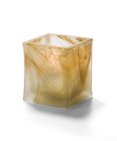 2-3/4"H Caramel Wysp Square Glass Glacier™ Tealight Lamp
