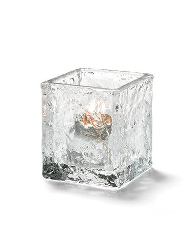 2-3/4"H Clear Square Glass Glacier™ Tealight Lamp