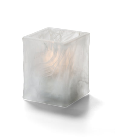 2-3/4"H Satin Crystal Wysp Square Glass Glacier™ Tealight Lamp