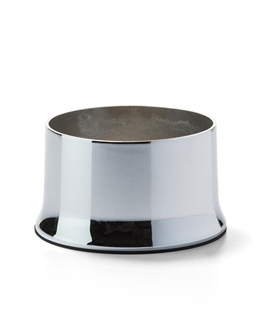2"H Polished Chrome Metal Cocktail II™ Lamp Base Only, round, 2"H x 3-5/8" dia., polished chrome, for use with 3" fitter globe, accommodates Hollowick's HD36 disposable fuel cell (globe not included) Lamp Base
