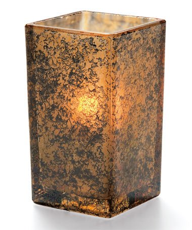 4-3/8"H Antique Gold Glass Square Quad™ Votive Lamp