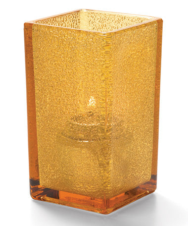 4-3/8"H Amber Jewel Glass Square Quad™ Votive Lamp