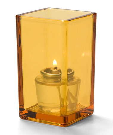 4-3/8"H Amber Glass Square Quad™ Votive Lamp