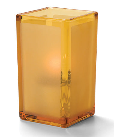 4-3/8"H Amber Satin Panel Glass Square Quad™ Votive Lamp