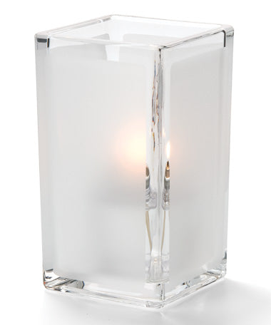 4-3/8"H Clear Satin Panel Glass Square Quad™ Votive Lamp