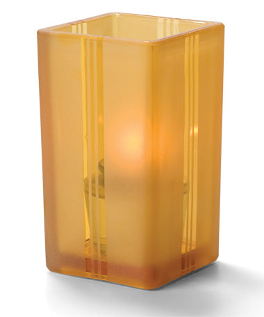 4-3/8"H Amber Art Deco Glass Square Quad™ Votive Lamp