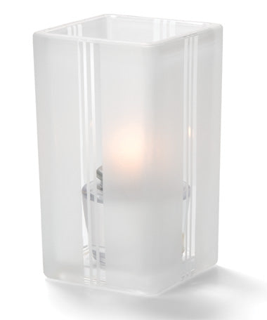 4-3/8"H Clear Art Deco Glass Square Quad™ Votive Lamp