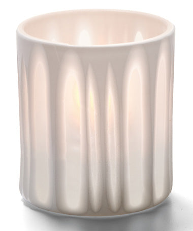 3-1/8"H White Stripes Porcelain Boutique Votive