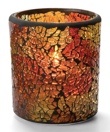 3-1/4"H Red & Gold Crackle™ Glass Votive Lamp