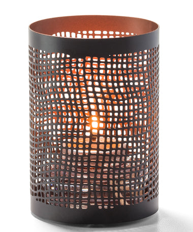 3-3/8"H Black & Copper Perforated Metal Chantilly™ Votive Lamp