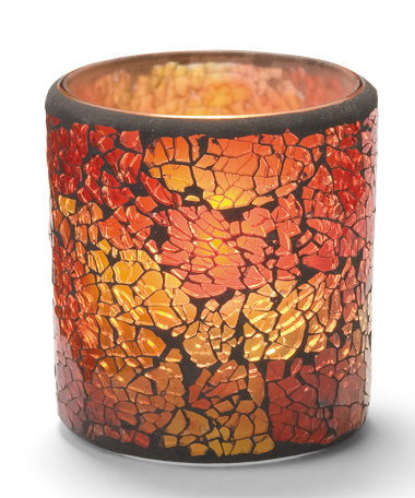3-1/4"H Red & Gold Frosted Crackle™ Glass Votive Lamp