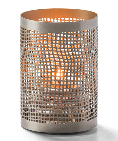 3-3/8"H Pewter & Gold Perforated Metal Chantilly™ Votive Lamp