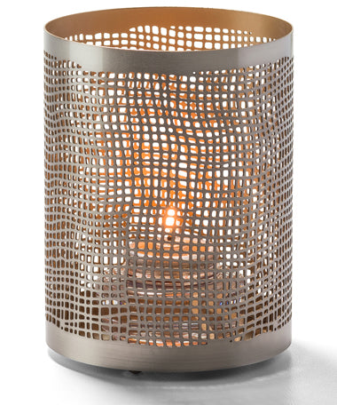 4"H Pewter & Gold Perforated Metal Chantilly™ Votive Lamp