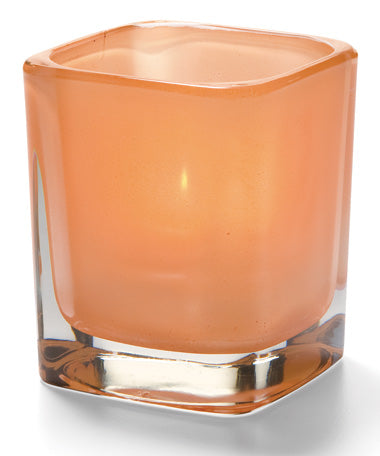 3-1/2"H Satin Terra Cotta Glass Square Tetra™ Votive