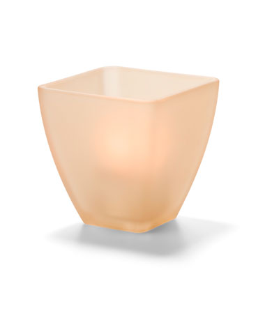 3"H Satin Amber Crystal Pyramid Glass Square Odyssey™ Votive Globe