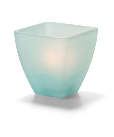 3"H Satin Seafoam Crystal Pyramid Glass Square Odyssey™ Votive Globe