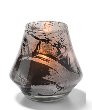 3-1/2"H Black & White Marble Bell-Form Glass Chime™ Votive Lamp