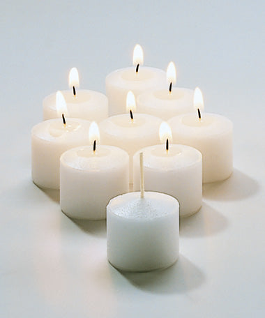 1-1/4"H White Straight Wax Select Wax® Food Warmer Votive Candle, 8-Hour