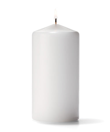 6" White Wax Pillar Candle