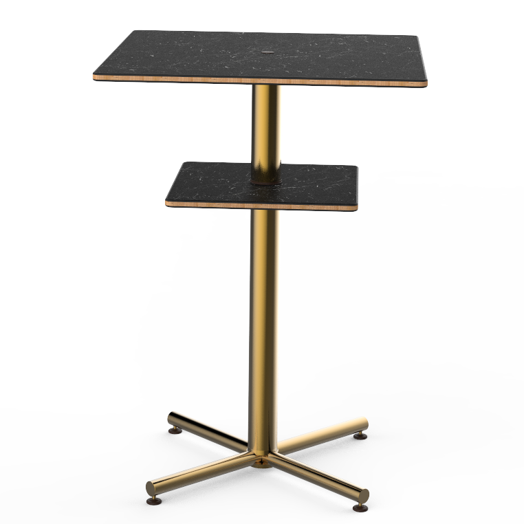 Square Bar Table & Shelf L 30.0" W 30.0" Polo
