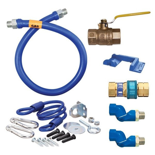3/4"D Blue Hose™ Moveable Gas Connector Kit 24"L, Stainless Steel Braid, SnapFast® QD, 2 Swivel MAX®, Safety Set®, Full Port Valve