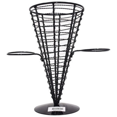 5" x 9" Conical Wire Basket with Condiment Holders, Black
