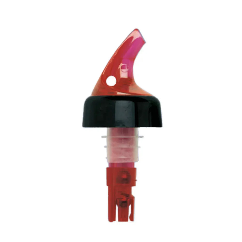 1/2 oz. Posi-Por™ 2000 Liquor Pourer, Neon Red with Black Collar