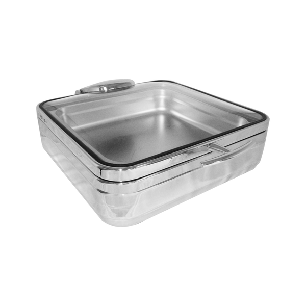 Radiance 6 qt. Square Induction Chafer, Glass Cover, Stainless Steel, Titanium Finish