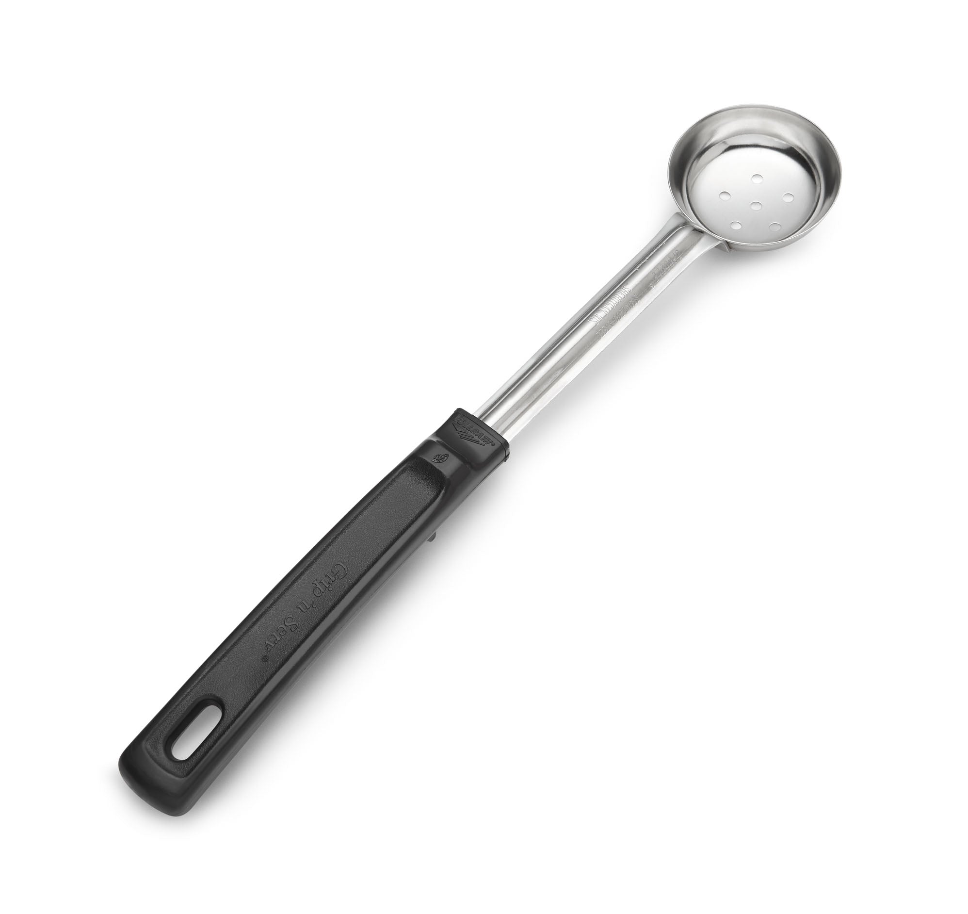 1-ounce perforated round Spoodle® utensil with black Grip ‘N Serv® handle